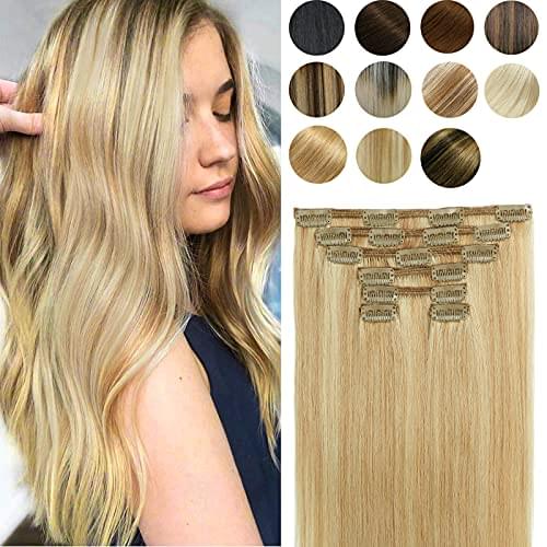 14-22" Clip In Brazilian Human Hair Extensions 120g 7pcs Set - Image 58