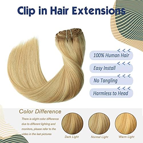 14-22" Clip In Brazilian Human Hair Extensions 120g 7pcs Set - Image 59