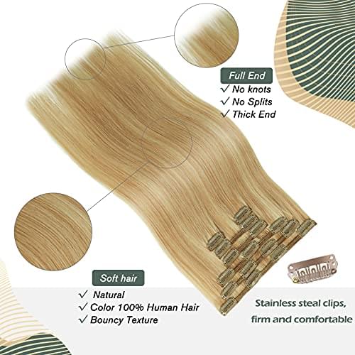 14-22" Clip In Brazilian Human Hair Extensions 120g 7pcs Set - Image 60