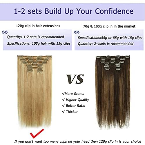 14-22" Clip In Brazilian Human Hair Extensions 120g 7pcs Set - Image 62