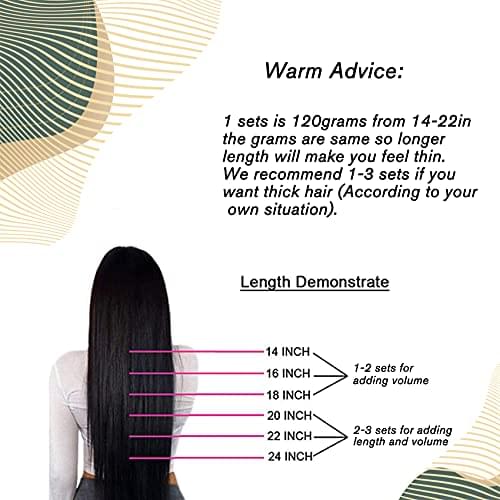 14-22" Clip In Brazilian Human Hair Extensions 120g 7pcs Set - Image 7