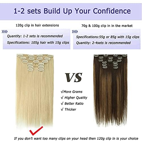 14-22" Clip In Brazilian Human Hair Extensions 120g 7pcs Set - Image 70