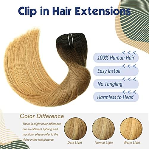 14-22" Clip In Brazilian Human Hair Extensions 120g 7pcs Set - Image 73