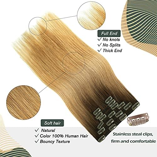 14-22" Clip In Brazilian Human Hair Extensions 120g 7pcs Set - Image 74