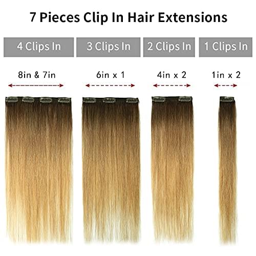 14-22" Clip In Brazilian Human Hair Extensions 120g 7pcs Set - Image 75