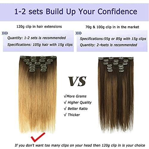14-22" Clip In Brazilian Human Hair Extensions 120g 7pcs Set - Image 76