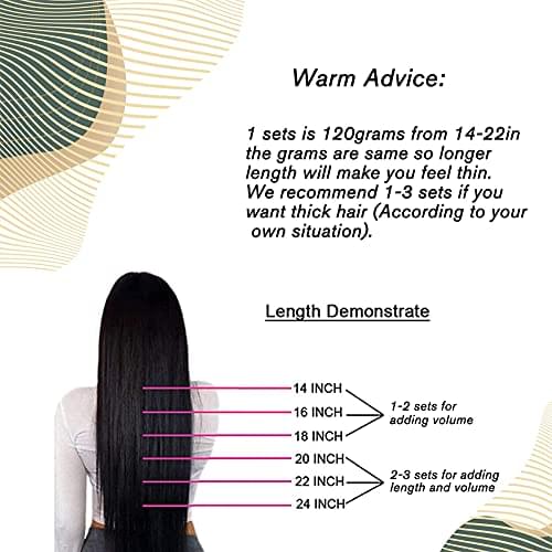 14-22" Clip In Brazilian Human Hair Extensions 120g 7pcs Set - Image 78