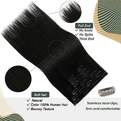 14-22" Clip In Brazilian Human Hair Extensions 120g 7pcs Set - Image 80