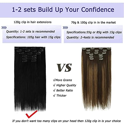 14-22" Clip In Brazilian Human Hair Extensions 120g 7pcs Set - Image 81