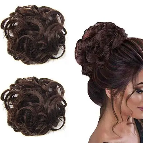 Curly Hair Wrap Updo Hair Bun Hairpiece- 2 piece set - Image 15