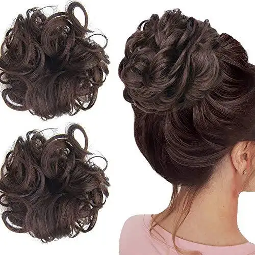 Curly Hair Wrap Updo Hair Bun Hairpiece- 2 piece set - Image 19