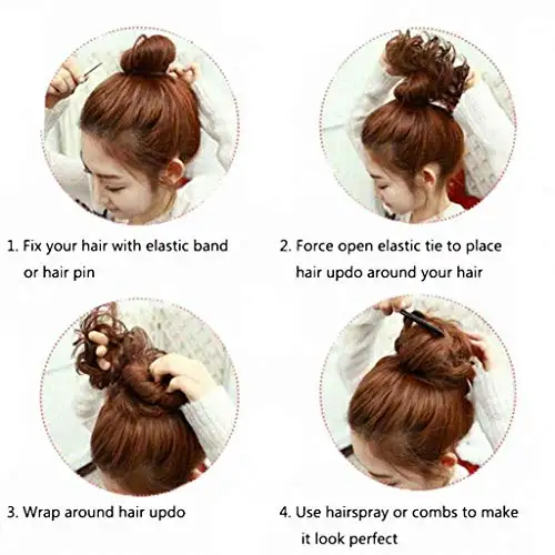 Curly Hair Wrap Updo Hair Bun Hairpiece- 2 piece set - Image 5
