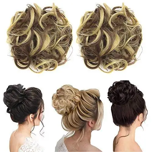 Curly Hair Wrap Updo Hair Bun Hairpiece- 2 piece set - Image 7