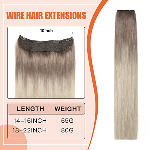 22 Inch Ombre Human Hair Wire Halo Hair Extension - Image 58