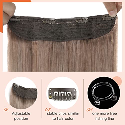22 Inch Ombre Human Hair Wire Halo Hair Extension - Image 60