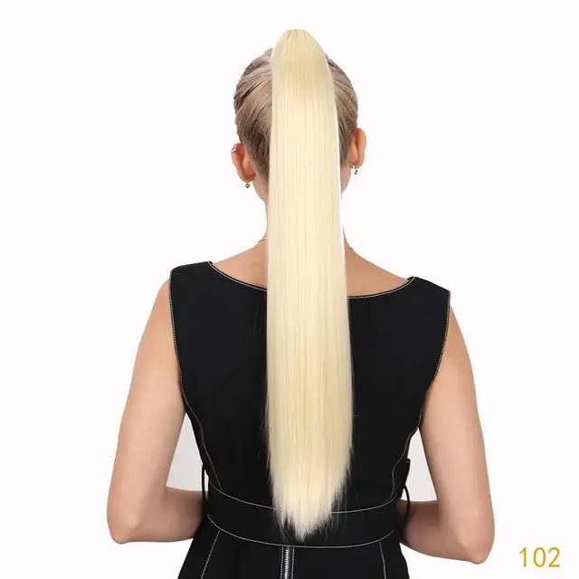 24 Inch Long Straight Claw Clip In Ponytail Extension - Image 11