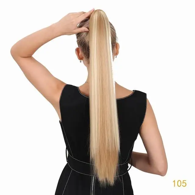 24 Inch Long Straight Claw Clip In Ponytail Extension - Image 2