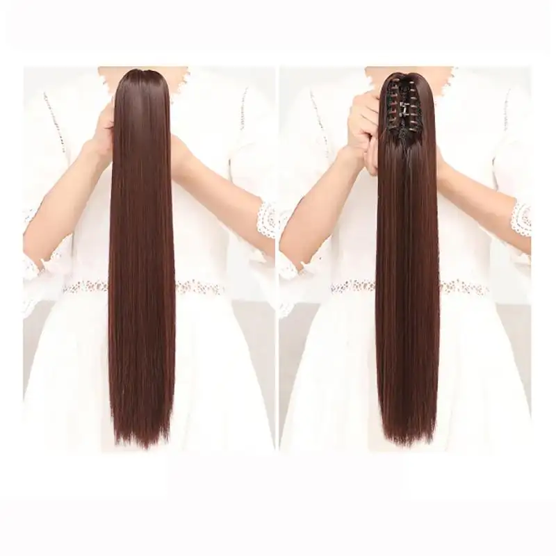 24 Inch Long Straight Claw Clip In Ponytail Extension - Image 3