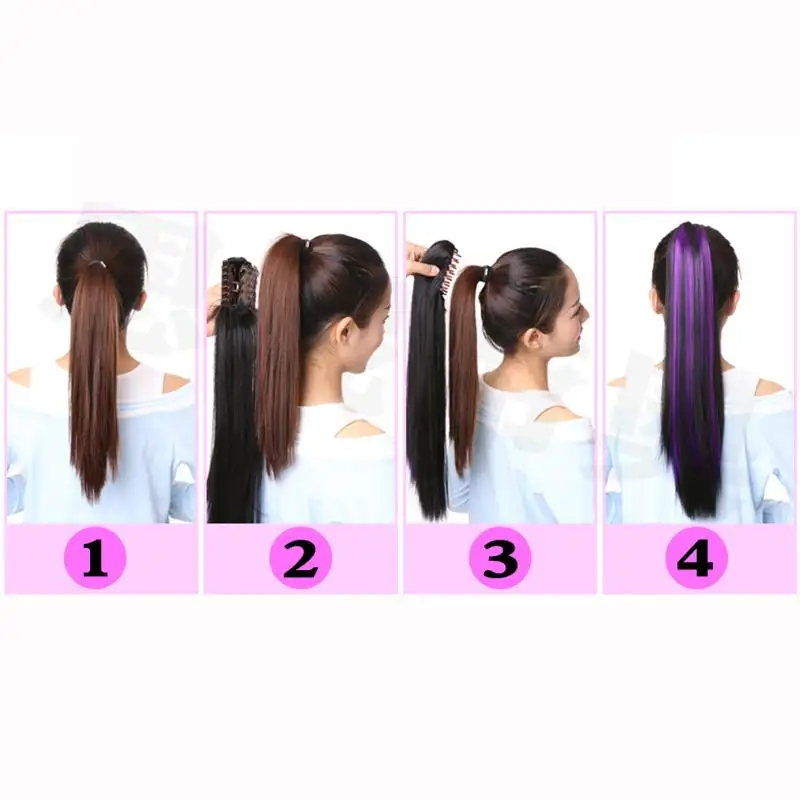 24 Inch Long Straight Claw Clip In Ponytail Extension - Image 6