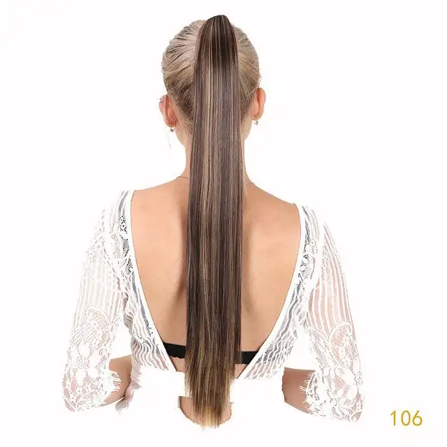 24 Inch Long Straight Claw Clip In Ponytail Extension - Image 9