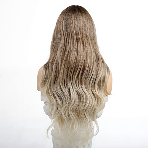 24 inch Wavy Long Brown Middle Parting Heat Resistant Synthetic Wig - Image 11