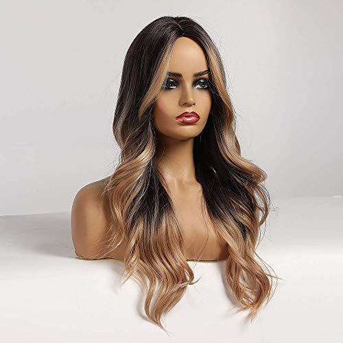 24 inch Wavy Long Brown Middle Parting Heat Resistant Synthetic Wig - Image 23