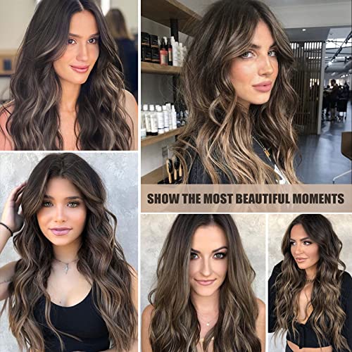 24 inch Wavy Long Brown Middle Parting Heat Resistant Synthetic Wig - Image 28