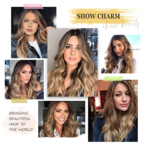 24 inch Wavy Long Brown Middle Parting Heat Resistant Synthetic Wig - Image 35