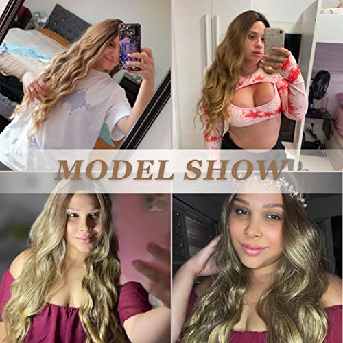 24 inch Wavy Long Brown Middle Parting Heat Resistant Synthetic Wig - Image 47