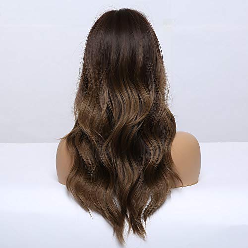 24 inch Wavy Long Brown Middle Parting Heat Resistant Synthetic Wig - Image 52