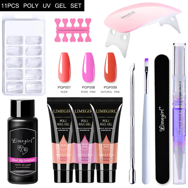 Acrylic Gel Poly Nail Gel Manicure Kit with Lamp - Image 10
