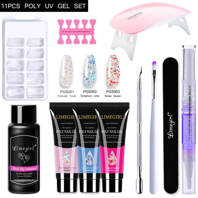 Acrylic Gel Poly Nail Gel Manicure Kit with Lamp - Image 12