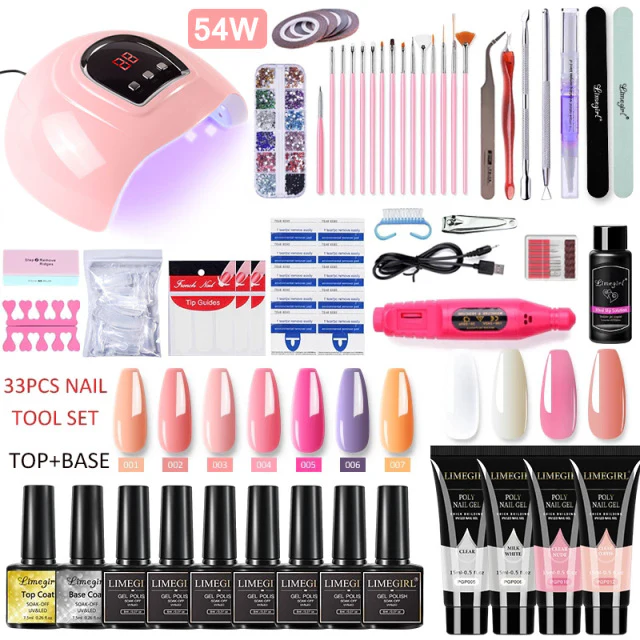 Acrylic Gel Poly Nail Gel Manicure Kit with Lamp - Image 3
