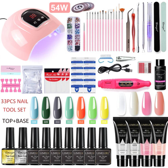 Acrylic Gel Poly Nail Gel Manicure Kit with Lamp - Image 4