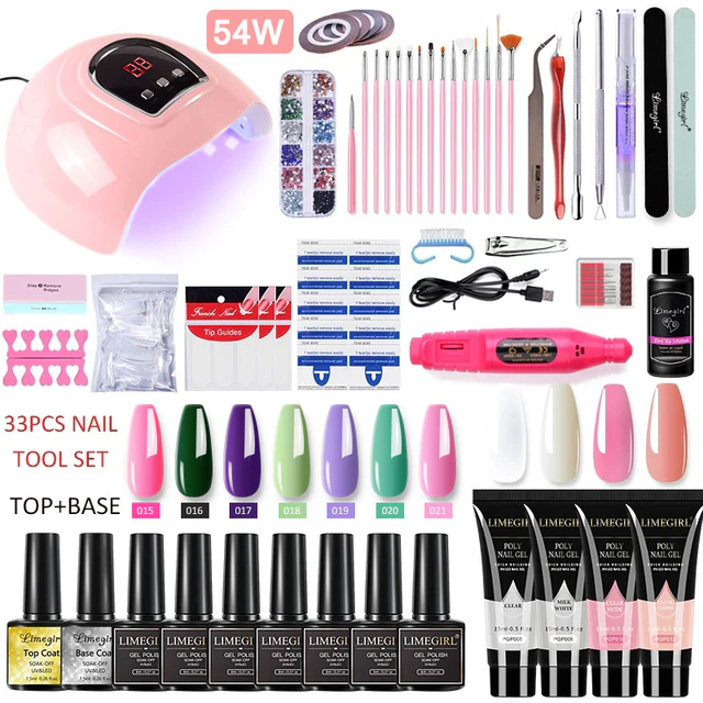 Acrylic Gel Poly Nail Gel Manicure Kit with Lamp - Image 6