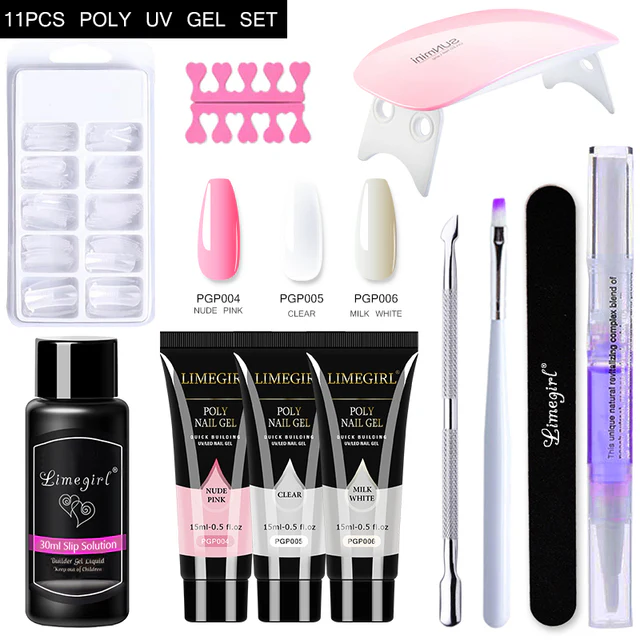 Acrylic Gel Poly Nail Gel Manicure Kit with Lamp - Image 7