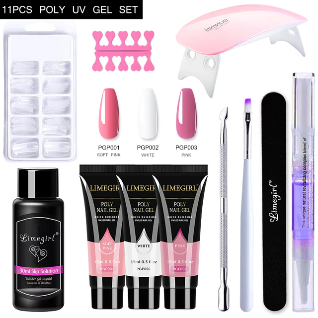 Acrylic Gel Poly Nail Gel Manicure Kit with Lamp - Image 8