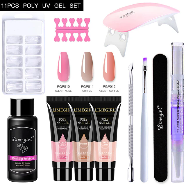 Acrylic Gel Poly Nail Gel Manicure Kit with Lamp - Image 9