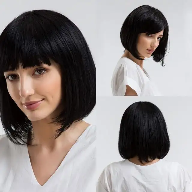 Alice Ombre Golden Blonde Bob Wigs with Side Bangs - Heat Resistant Fiber Wig - Image 8