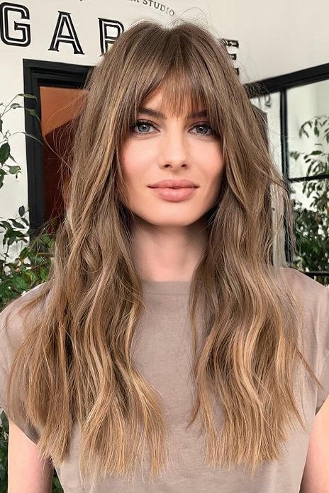 Marietta Ash Blonde Brown Real Hair Wig with Bangs - Image 2