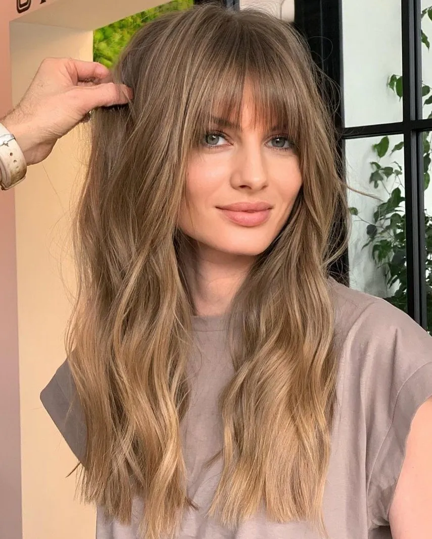 Marietta Ash Blonde Brown Real Hair Wig with Bangs - Image 4