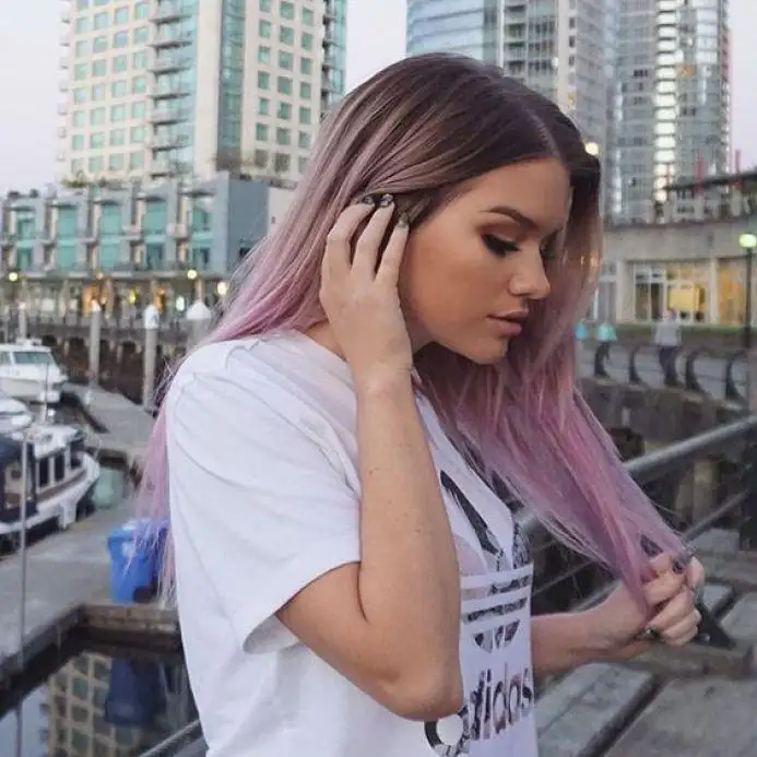 Ash Violet Pink Brazilian Ombre Human Hair Lace Front Wig - Image 3