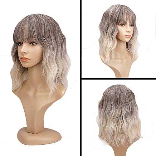 Ash to Blonde Wavy Wig with Bangs - Image 2