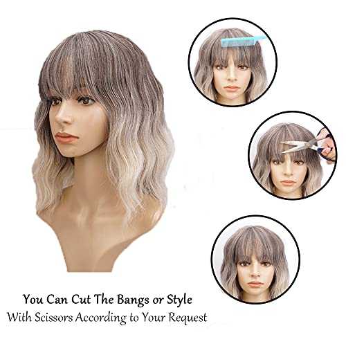 Ash to Blonde Wavy Wig with Bangs - Image 3