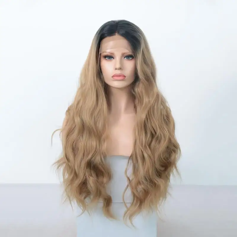 Ashlee Body Wave Synthetic Lace Front Wig Dark Roots Ombre Wig - Image 2