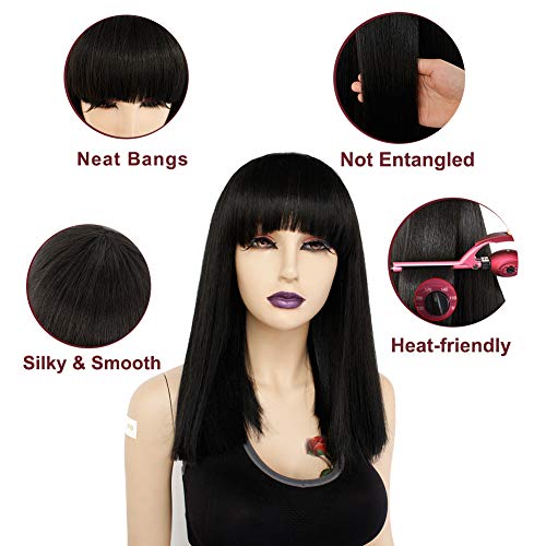 Heat Resistant Synthetic Bob Wig with Bangs - Image 14