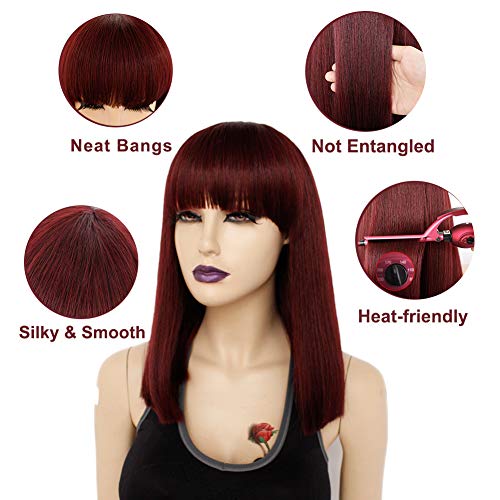 Heat Resistant Synthetic Bob Wig with Bangs - Image 27