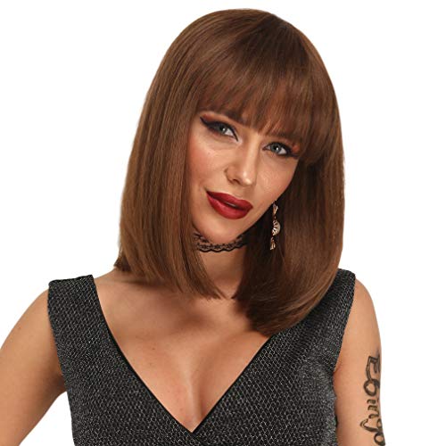Heat Resistant Synthetic Bob Wig with Bangs - Image 4