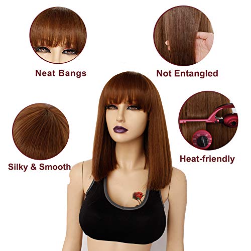 Heat Resistant Synthetic Bob Wig with Bangs - Image 7
