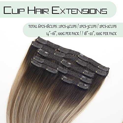 Balayage Clip in Human Hair Extensions 6 Pcs 100 Gram - Image 2